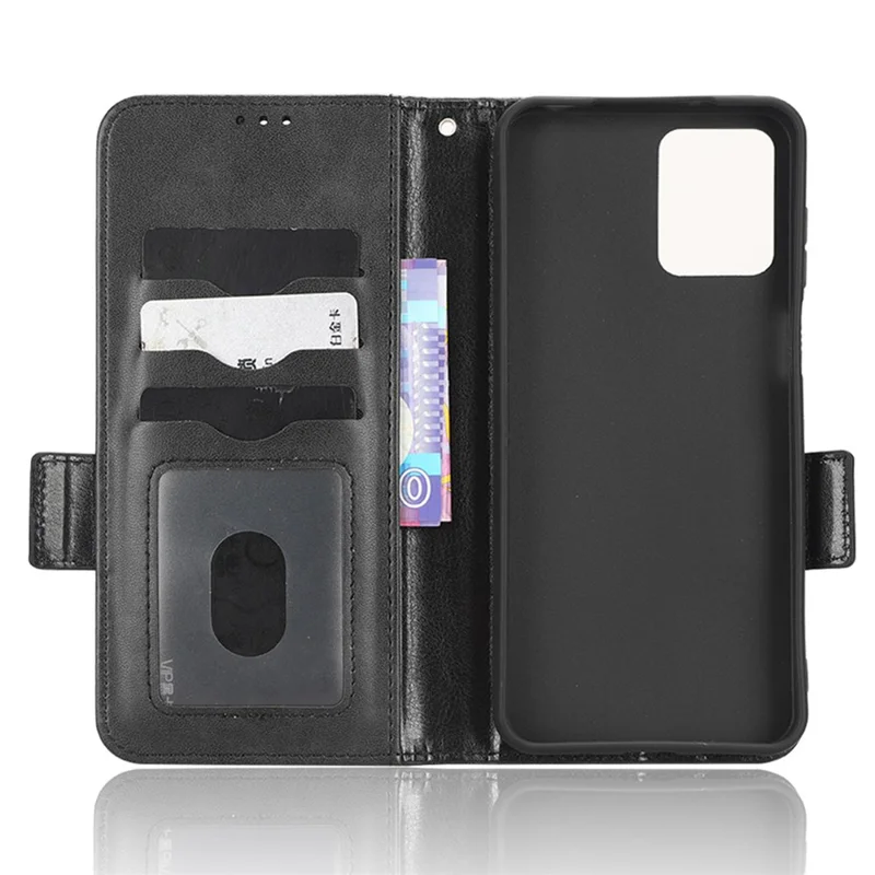 For Motorola Moto G13 4G / G23 4G Læder Telefonbeskyttelse Med Wallet Stådesign, Indgraveret Trekantmønster, Anti-skramme Telefoncase - Sort