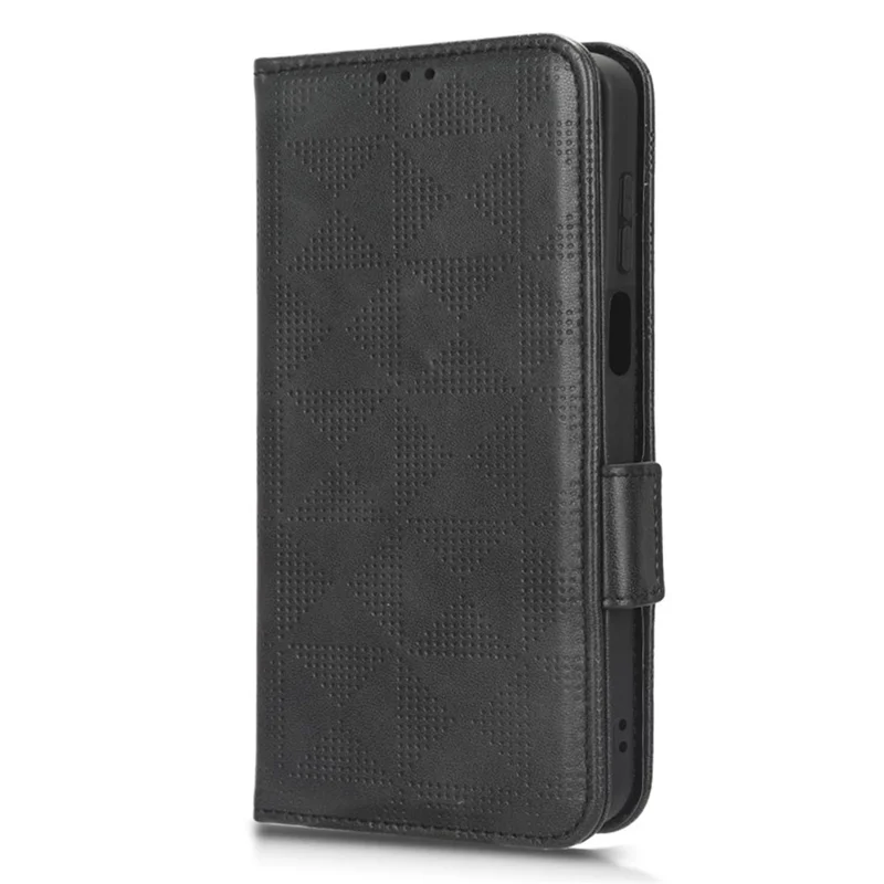 For Motorola Moto G13 4G / G23 4G Læder Telefonbeskyttelse Med Wallet Stådesign, Indgraveret Trekantmønster, Anti-skramme Telefoncase - Sort