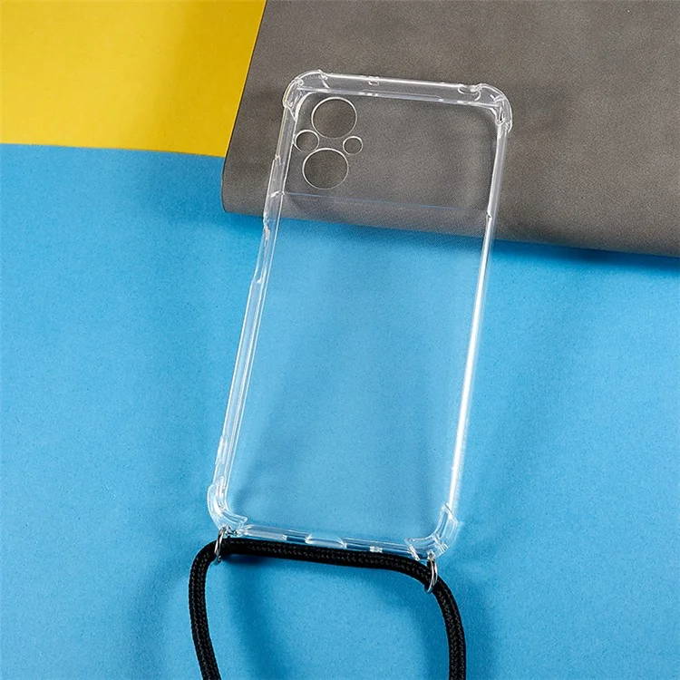 Per Xiaomi Poco M5 4G Clear Phone Case Rinforzo agli Angoli Cuscinetto TPU Copertura Posteriore con Cordino