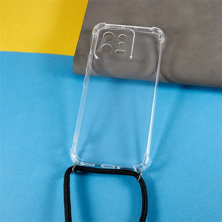 Pour Xiaomi 13 5G Reinforced Corners TPU Case Full Camera Lens Protection Phone Cover with Lanyard