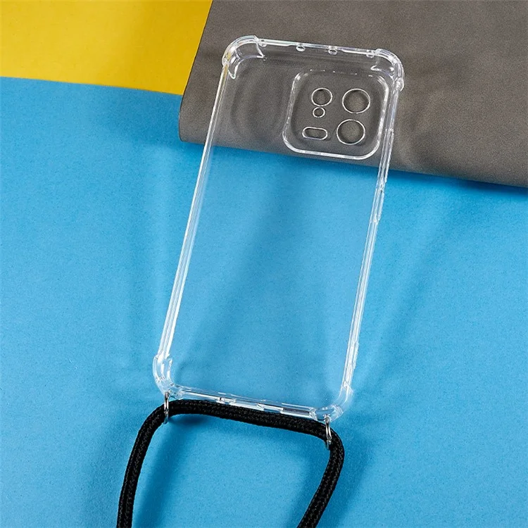 Pour Xiaomi 13 5G Reinforced Corners TPU Case Full Camera Lens Protection Phone Cover with Lanyard