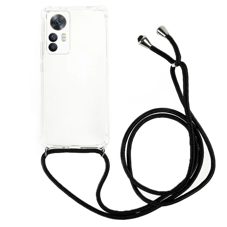 For Xiaomi Redmi K50 Ultra / 12T 5G Soft TPU Phone Case Reinforced Corners Cushion Cover with Lanyard