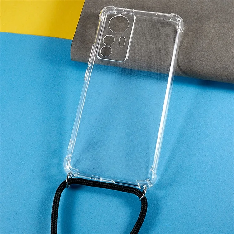 For Xiaomi Redmi K50 Ultra / 12T 5G Soft TPU Phone Case Reinforced Corners Cushion Cover with Lanyard