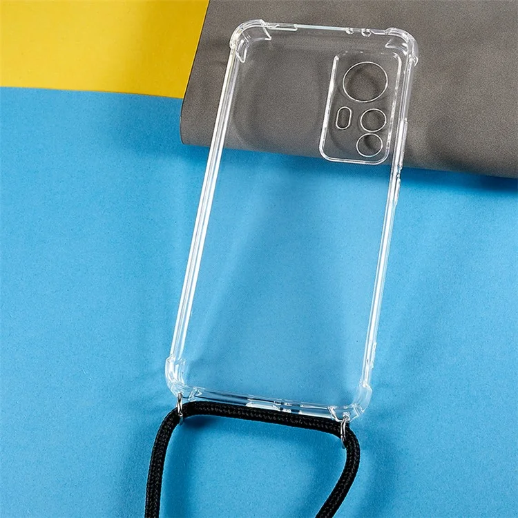 For Xiaomi Redmi K50 Ultra / 12T 5G Soft TPU Phone Case Reinforced Corners Cushion Cover with Lanyard