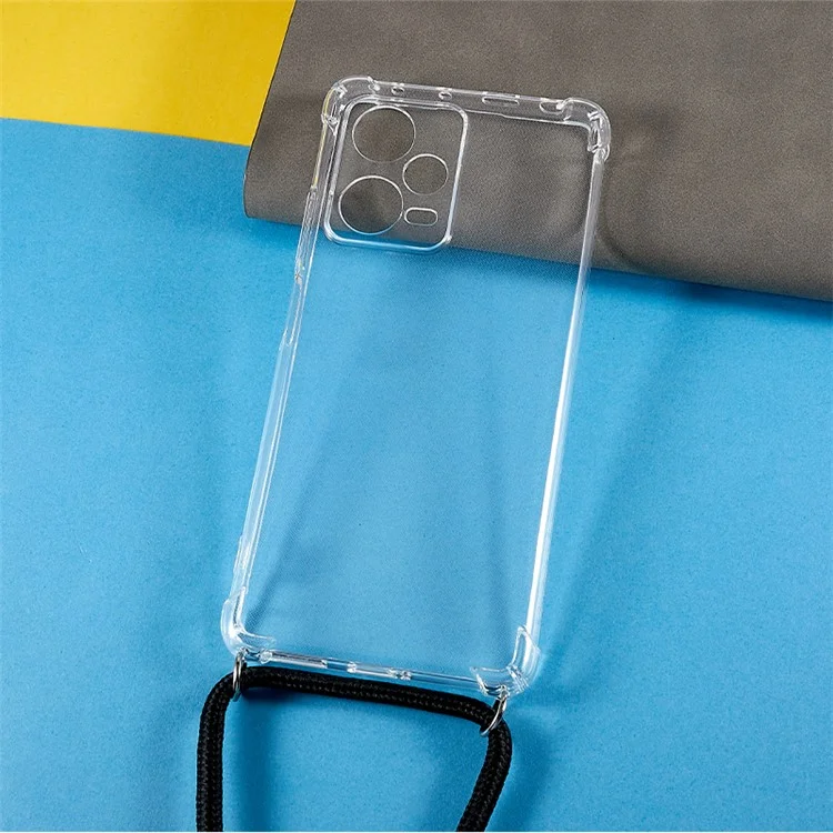 Para Xiaomi Redmi Note 12 Pro+ 5G Capa de Telefone TPU Transparente Cantos Reforçados Capa de Telefone com Cordão
