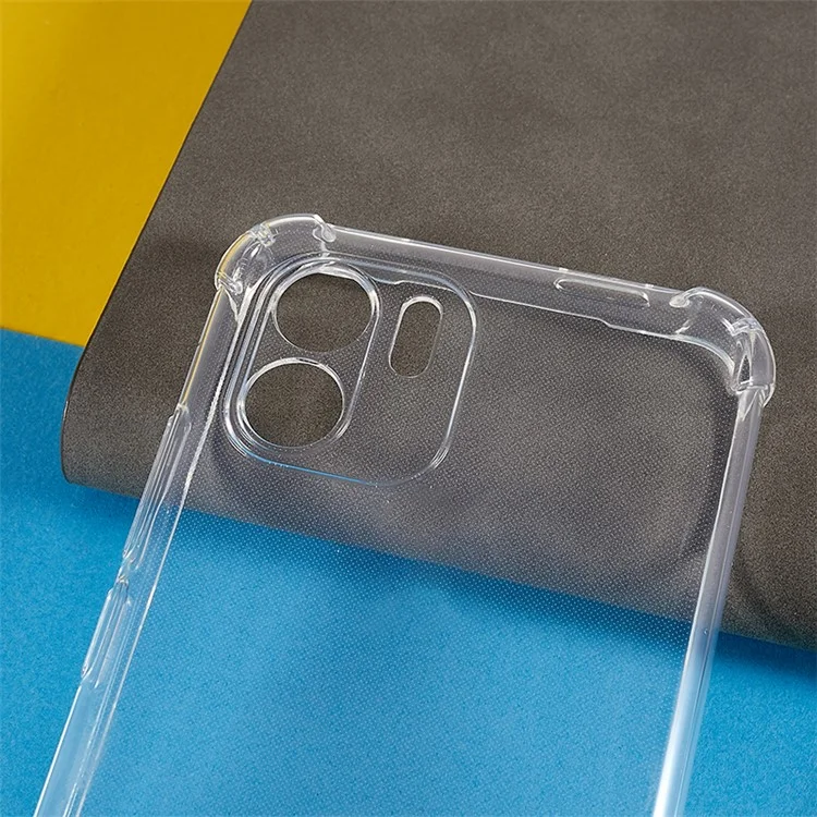 Para Xiaomi Redmi A1 4G / A2 4G Transparente TPU Phone Case Four Corner Airbag Protection Back Cover with Lanyard