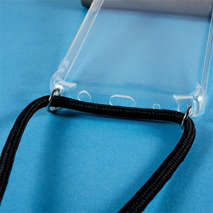 Para Xiaomi Redmi A1 4G / A2 4G Transparente TPU Phone Case Four Corner Airbag Protection Back Cover with Lanyard