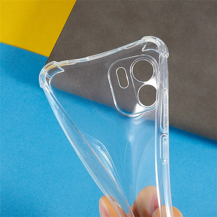 Para Xiaomi Redmi A1 4G / A2 4G Transparente TPU Phone Case Four Corner Airbag Protection Back Cover with Lanyard