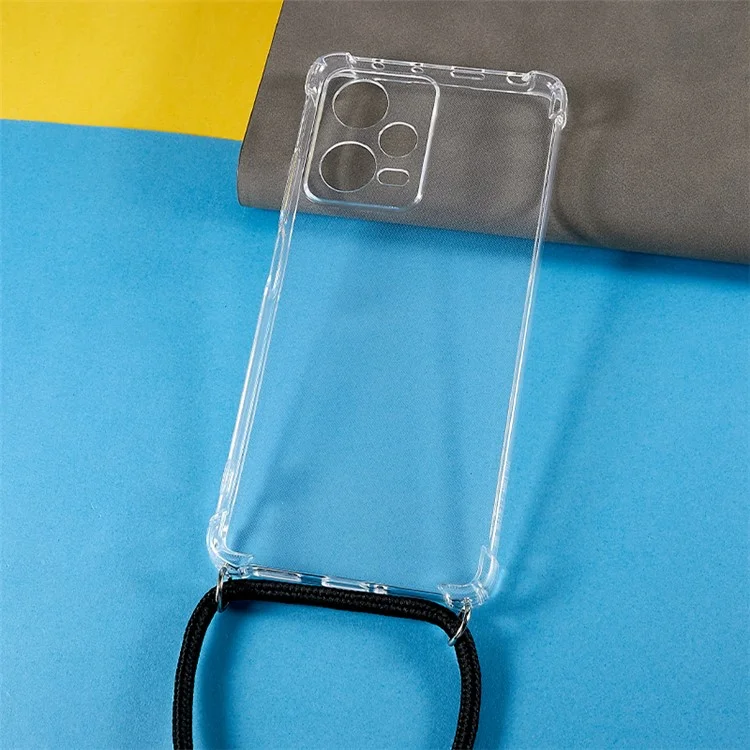 For Xiaomi Redmi Note 12 Pro 5G Phone Case Soft TPU Corner Shockproof Protective Cover with Lanyard