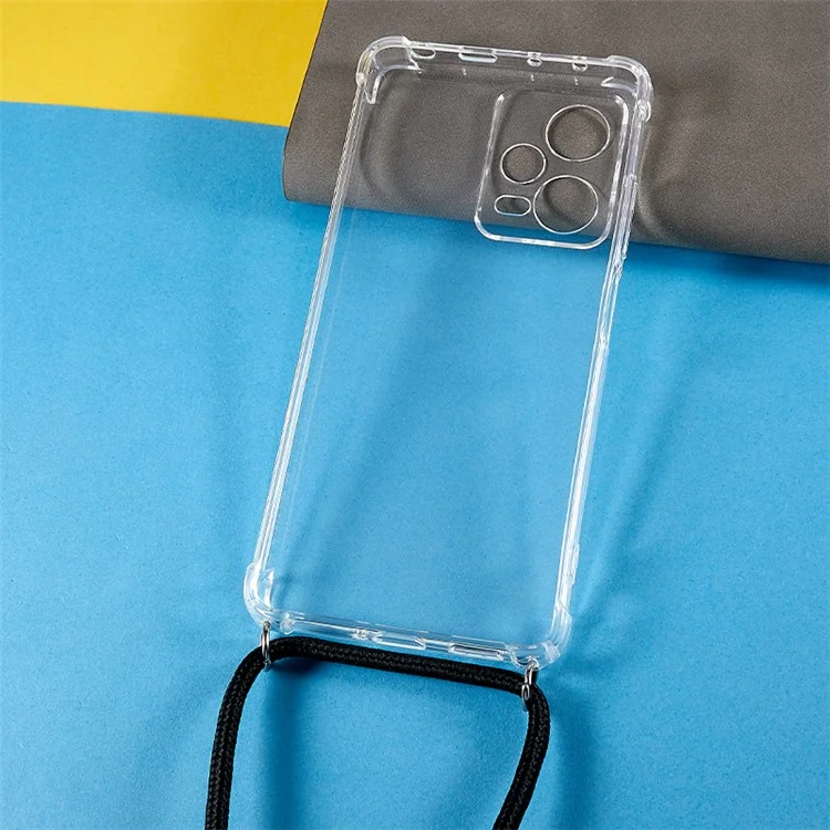 For Xiaomi Redmi Note 12 Pro 5G Phone Case Soft TPU Corner Shockproof Protective Cover with Lanyard