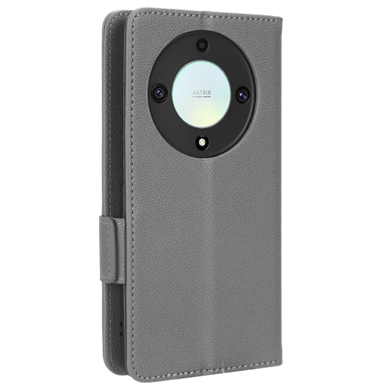 For Honor X9a 5G / X40 5G / Magic5 Lite 5G Phone Case Wallet Stand Litchi Texture Leather Phone Cover - Grey