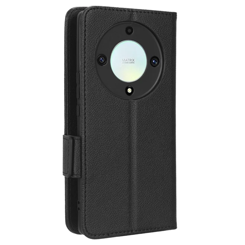 For Honor X9a 5G / X40 5G / Magic5 Lite 5G Phone Case Wallet Stand Litchi Texture Leather Phone Cover - Black