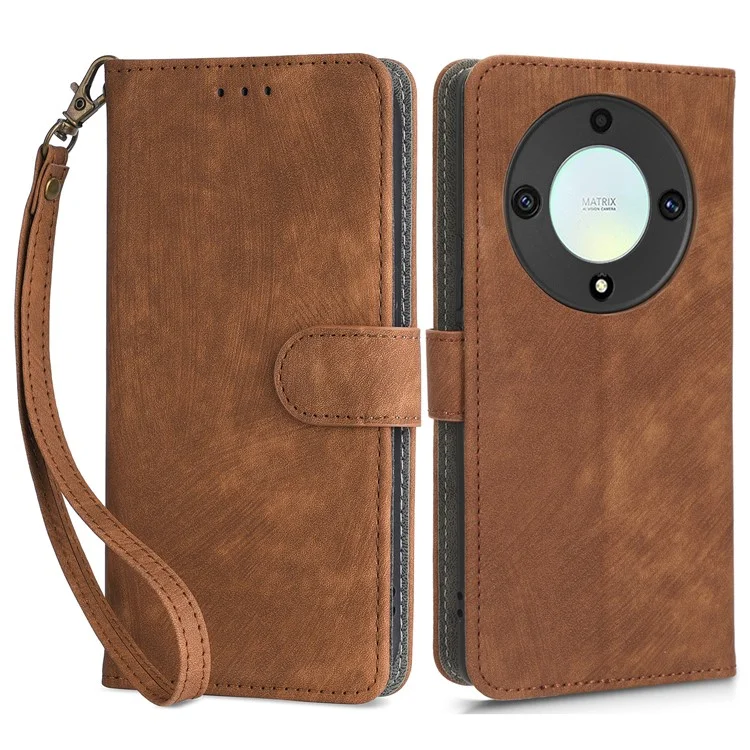 Funda de billetera con tapa y soporte de piel de cuero con bloqueo RFID para el teléfono For Honor X9a 5G / X40 5G / Magic5 Lite 5G - Marrón