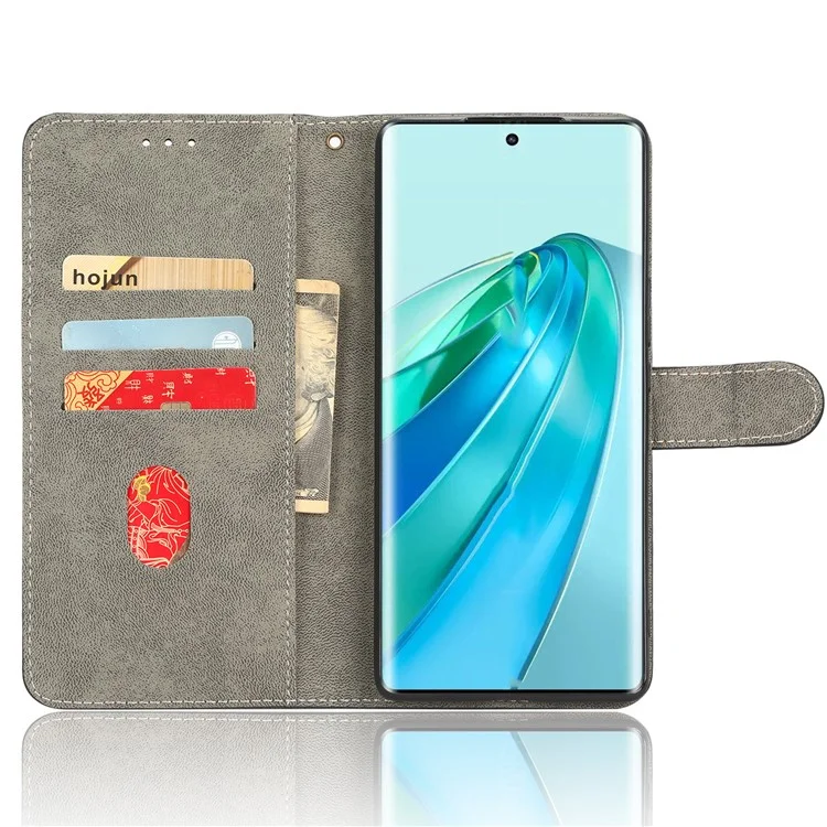 Funda de billetera con tapa y soporte de piel de cuero con bloqueo RFID para el teléfono For Honor X9a 5G / X40 5G / Magic5 Lite 5G - Marrón