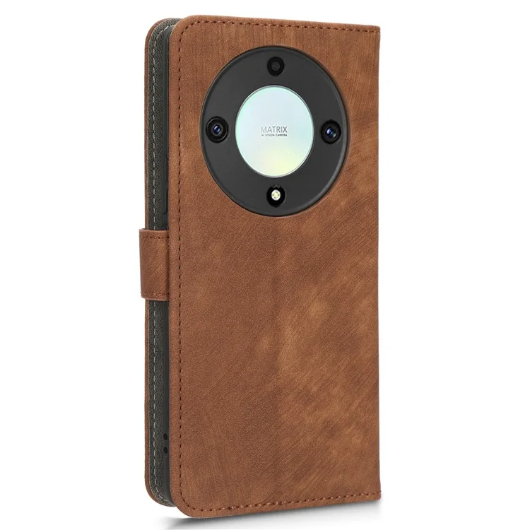 Funda de billetera con tapa y soporte de piel de cuero con bloqueo RFID para el teléfono For Honor X9a 5G / X40 5G / Magic5 Lite 5G - Marrón