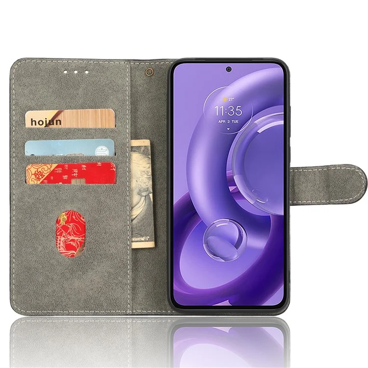 RFID Blocking Phone Case for Motorola Edge 30 Neo 5G , Leather Wallet Stand Phone Cover with Strap - Black