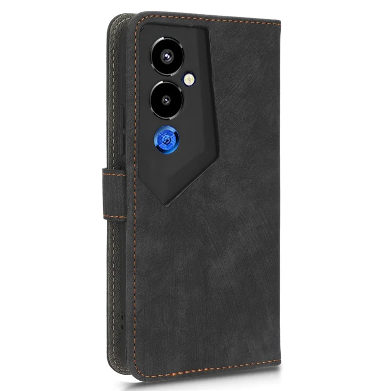 For TECNO Pova 4 Pro 4G LG8n Wallet Phone Case RFID Blocking Leather Stand Phone Cover with Strap - Black