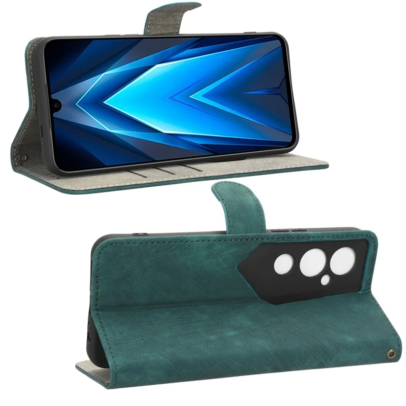 Til TECNO Pova 4 Pro 4G LG8n tegnebogstelefonbeskyttelse med RFID-blokerende læderstøtte og stropløsning - Grøn
