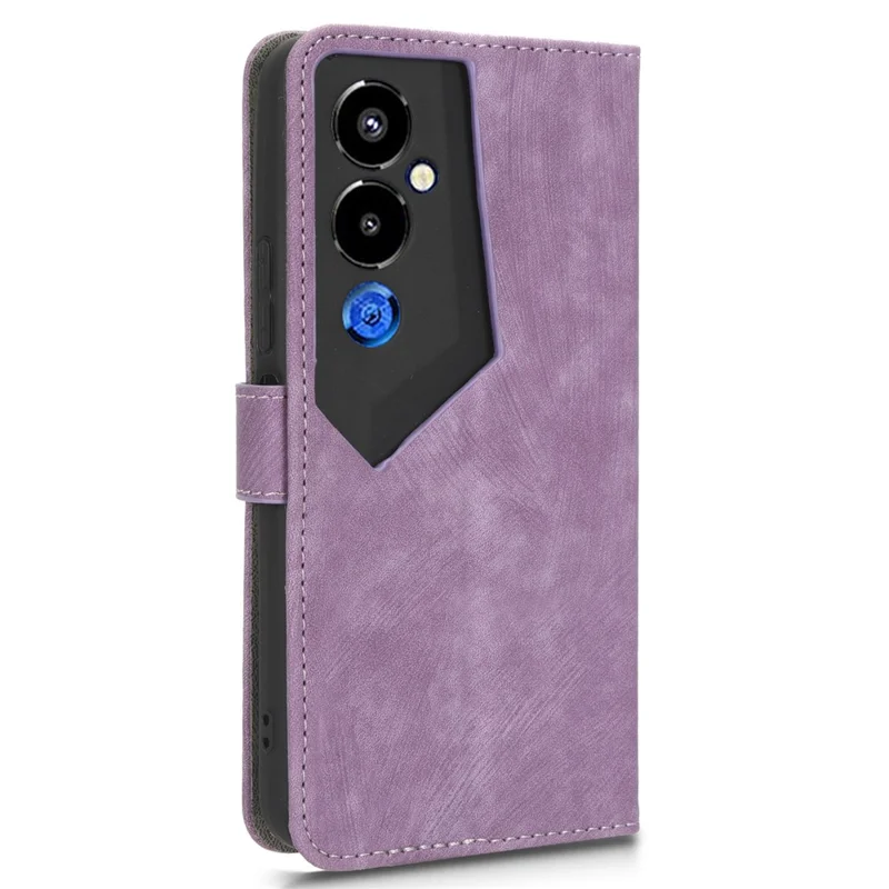 For TECNO Pova 4 Pro 4G LG8n Wallet Phone Case RFID Blocking Leather Stand Phone Cover with Strap - Purple