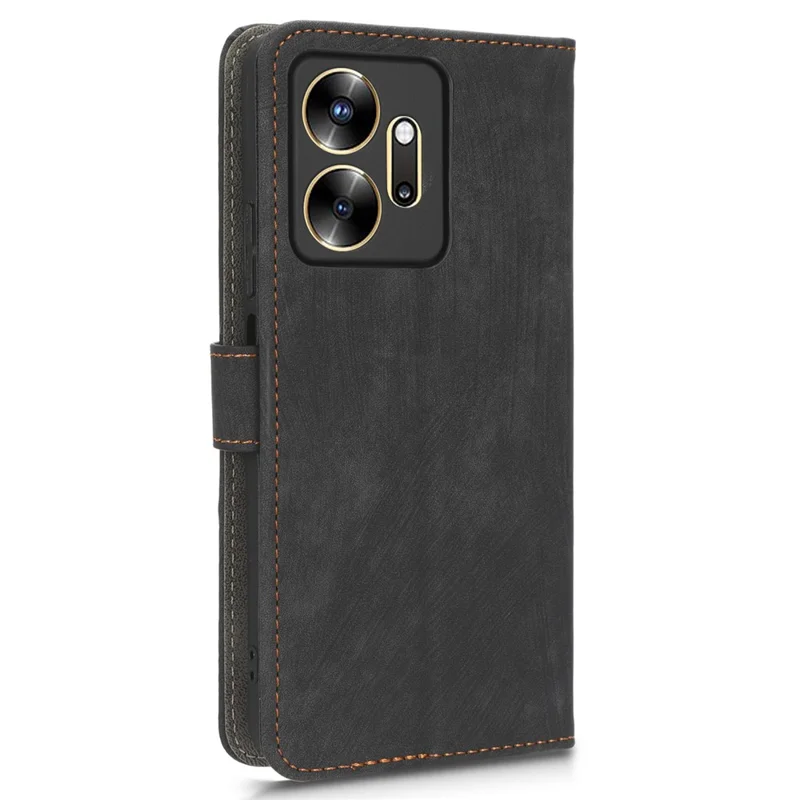 For Infinix Zero 20 4G X6821 Phone Stand Case RFID Blocking PU Leather Wallet Cover with Strap - Black