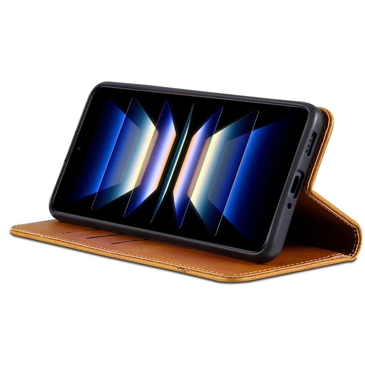 AZNS Für Xiaomi Poco F5 Pro 5G / Redmi K60 Pro 5G / K60 5G Ledertasche Ständer Handyhülle - Braun