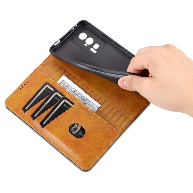 AZNS Für Xiaomi Poco F5 Pro 5G / Redmi K60 Pro 5G / K60 5G Ledertasche Ständer Handyhülle - Braun