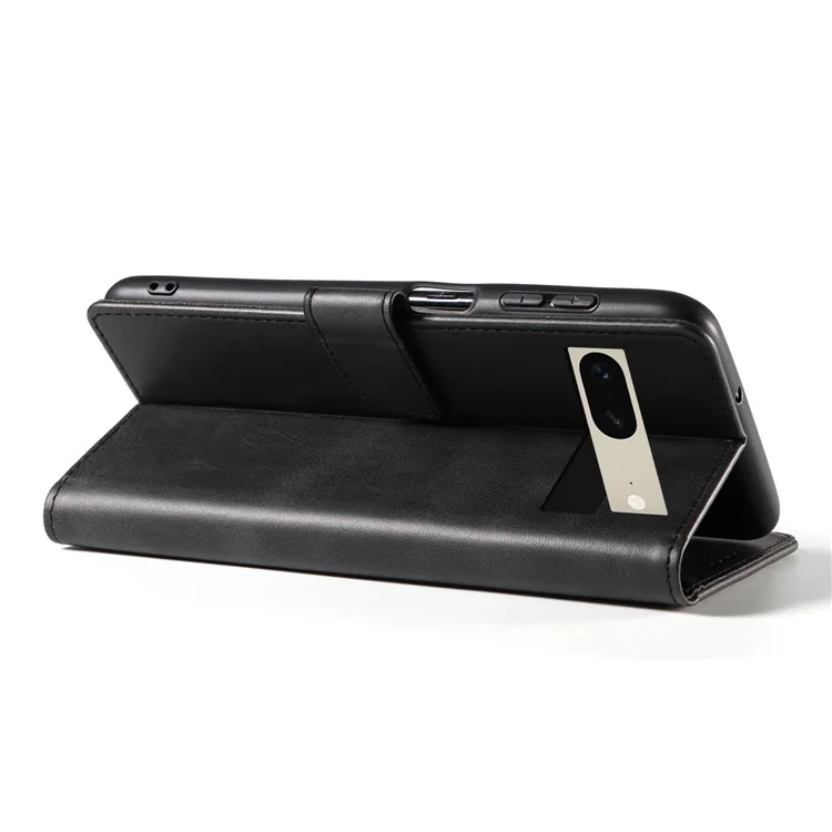 Para Google Pixel 7 5G Cuadrado Cierre del Teléfono Portada Resistente a Rasguños Flip Estuche de Cuero para Teléfono con Soporte Billetera - Negro