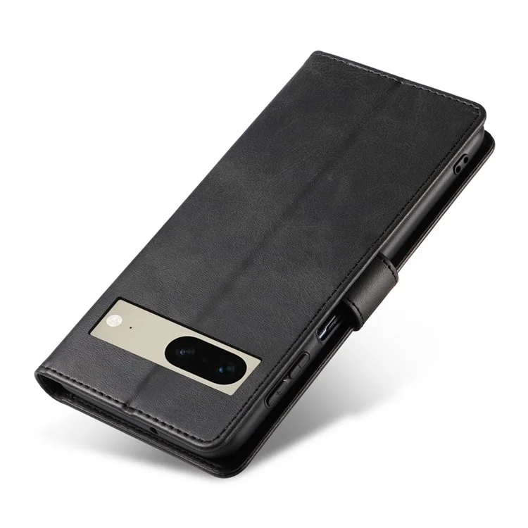 Para Google Pixel 7 5G Cuadrado Cierre del Teléfono Portada Resistente a Rasguños Flip Estuche de Cuero para Teléfono con Soporte Billetera - Negro