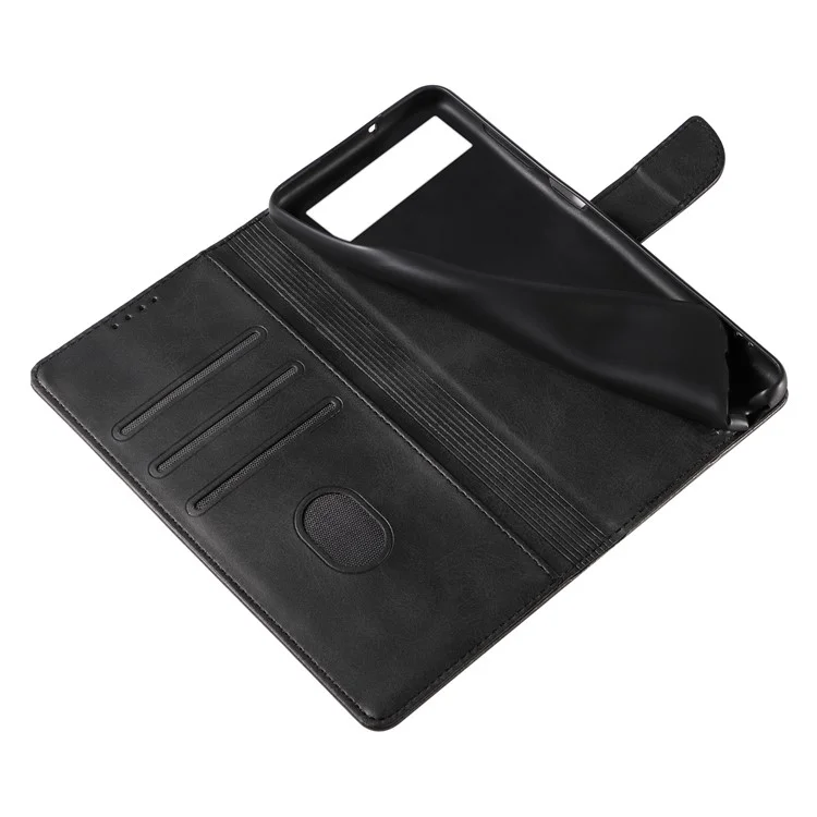 Para Google Pixel 7 5G Cuadrado Cierre del Teléfono Portada Resistente a Rasguños Flip Estuche de Cuero para Teléfono con Soporte Billetera - Negro