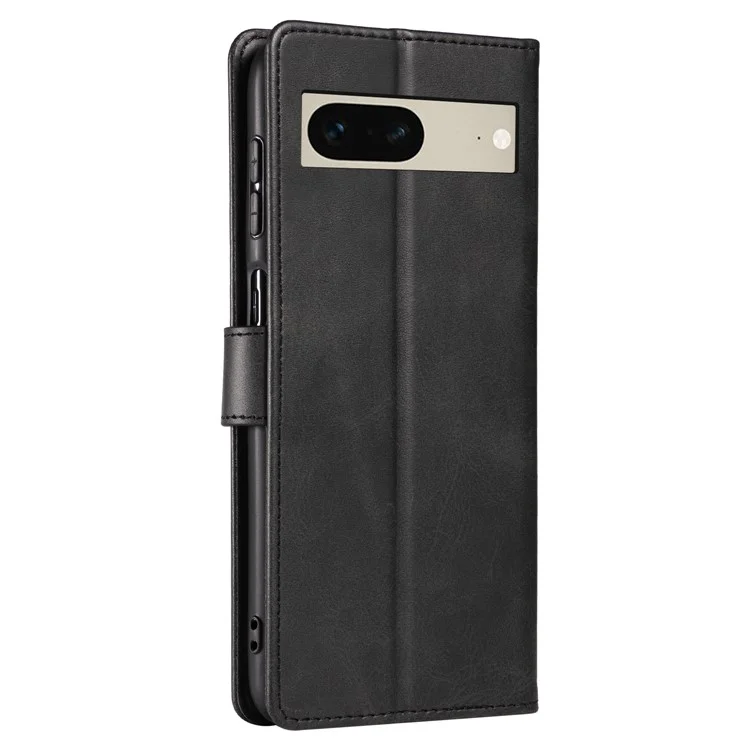Para Google Pixel 7 5G Cuadrado Cierre del Teléfono Portada Resistente a Rasguños Flip Estuche de Cuero para Teléfono con Soporte Billetera - Negro