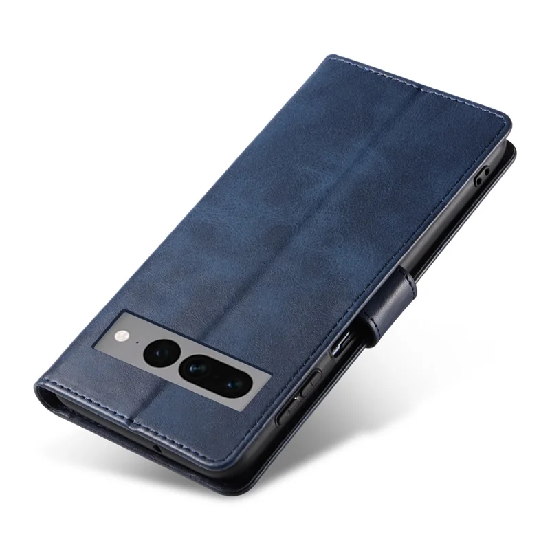 For Google Pixel 7 Pro 5G Anti-fall Phone Cover Square Clasp 
 Leather Phone Case with Stand Wallet - Blue