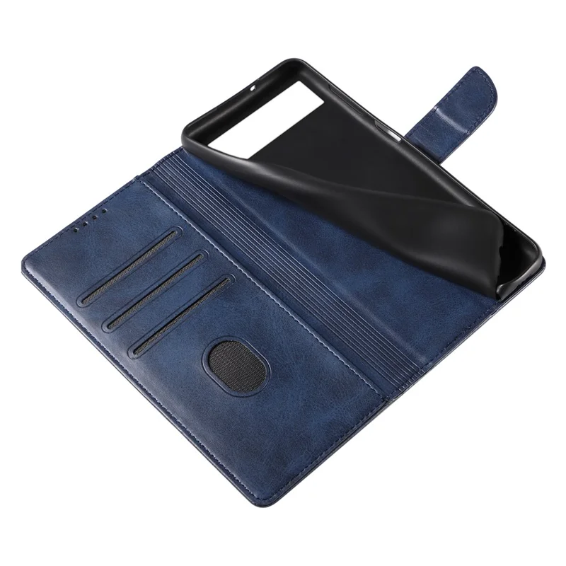 For Google Pixel 7 Pro 5G Anti-fall Phone Cover Square Clasp 
 Leather Phone Case with Stand Wallet - Blue