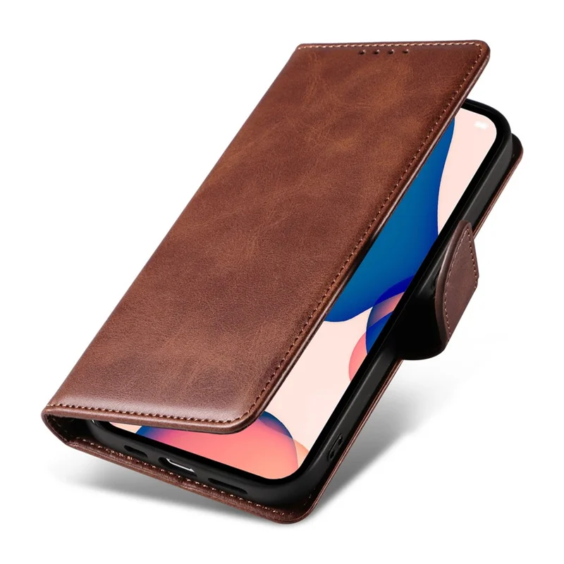 Cell Phone Cover For iPhone 14 Pro Max , Square Clasp Anti-shock Flip Leather Wallet Case with Stand - Brown