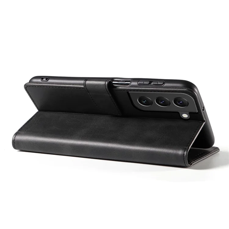 Funda de teléfono móvil cuadrada de piel con soporte para Samsung Galaxy S23+ - Negra