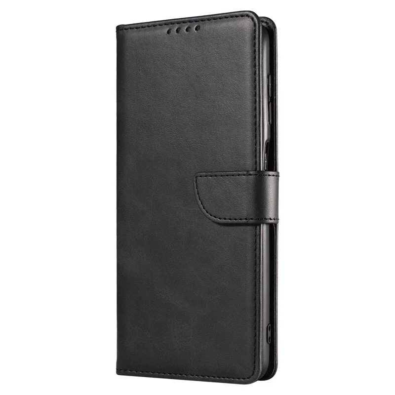 For Samsung Galaxy S23 Ultra Phone Leather Case Square Magnetic Clasp Stand Wallet Phone Cover - Black