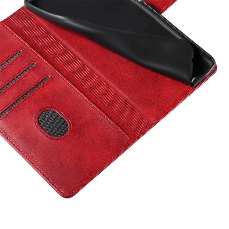 For Samsung Galaxy A33 5G Stand Phone Cover Square Magnetic Clasp Wallet Leather Phone Case - Red