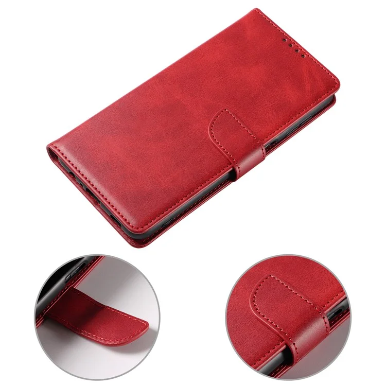 For Samsung Galaxy A33 5G Stand Phone Cover Square Magnetic Clasp Wallet Leather Phone Case - Red
