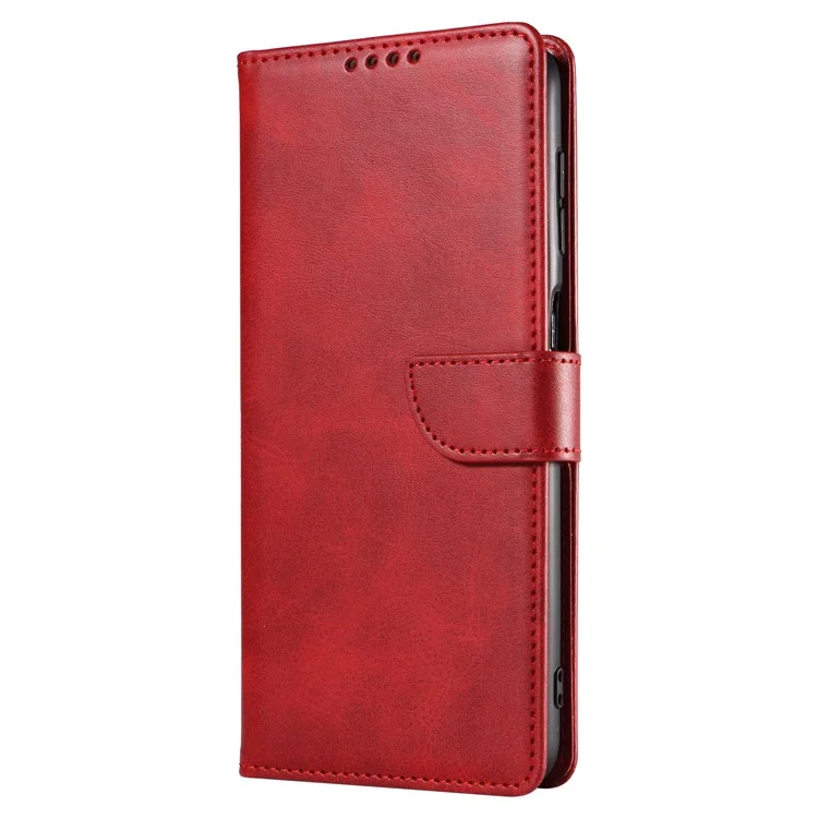 For Samsung Galaxy A33 5G Stand Phone Cover Square Magnetic Clasp Wallet Leather Phone Case - Red