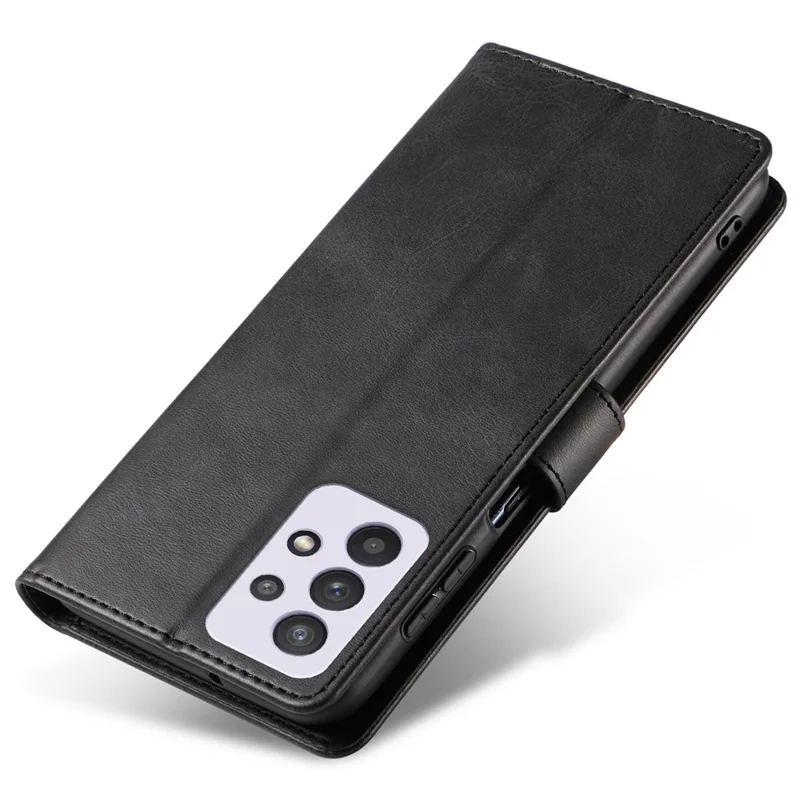 For Samsung Galaxy A33 5G Stand Phone Cover Square Magnetic Clasp Wallet Leather Phone Case - Black