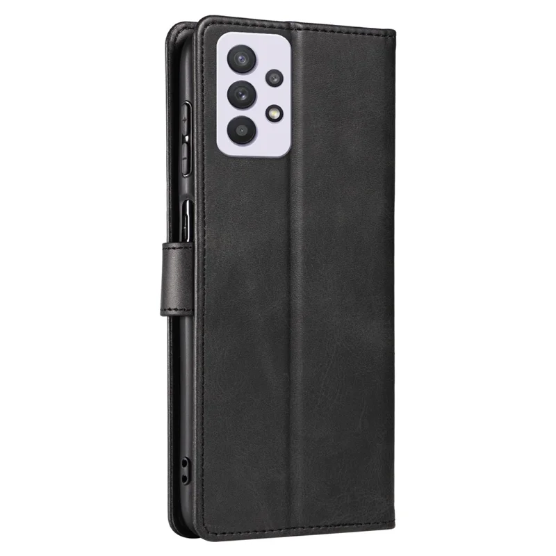 For Samsung Galaxy A33 5G Stand Phone Cover Square Magnetic Clasp Wallet Leather Phone Case - Black