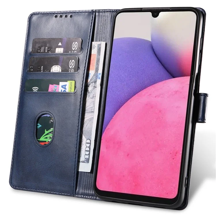 Per Samsung Galaxy A53 5G Phone Wallet Case Stand Square Magnetic Clasp Leather Cover - Blu