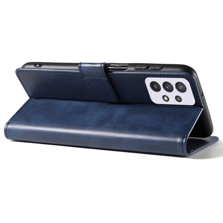 Per Samsung Galaxy A53 5G Phone Wallet Case Stand Square Magnetic Clasp Leather Cover - Blu