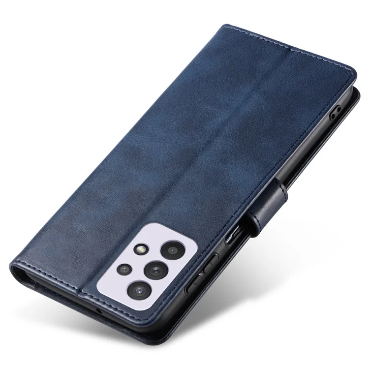 Per Samsung Galaxy A53 5G Phone Wallet Case Stand Square Magnetic Clasp Leather Cover - Blu
