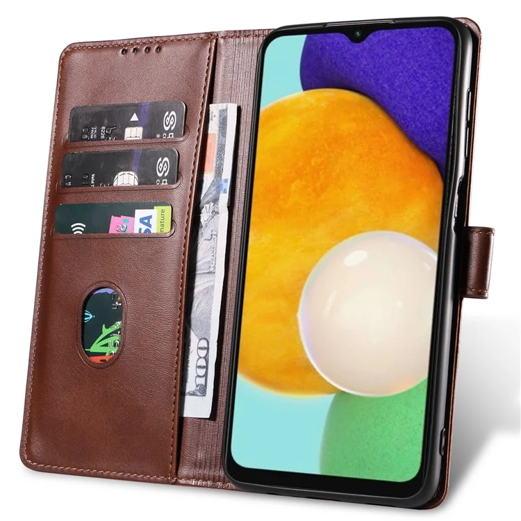 Für Samsung Galaxy A34 5G Lederhülle Quadratische Magnetverschluss-Case mit Ständer Brieftasche - Braun