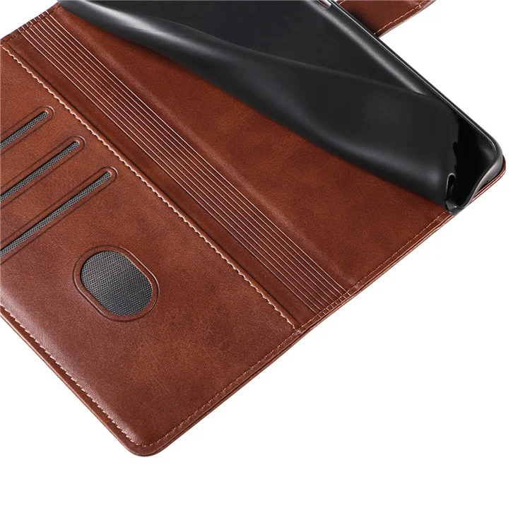 Für Samsung Galaxy A34 5G Lederhülle Quadratische Magnetverschluss-Case mit Ständer Brieftasche - Braun