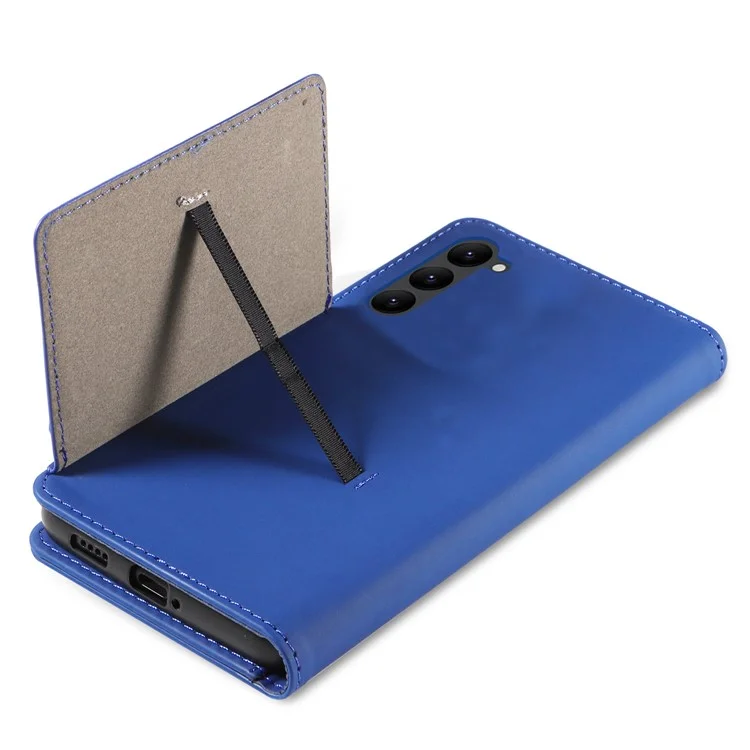Business Style Phone Case Für Samsung Galaxy S23+ Stand Wallet Skin Touch Flip Leder Voll Schutz Abdeckung - Blau