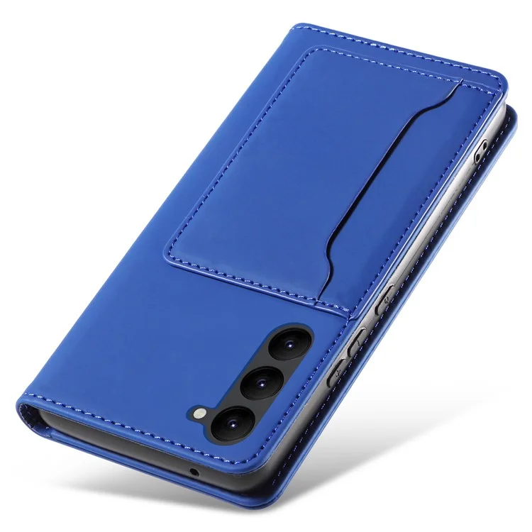 Business Style Phone Case Für Samsung Galaxy S23+ Stand Wallet Skin Touch Flip Leder Voll Schutz Abdeckung - Blau