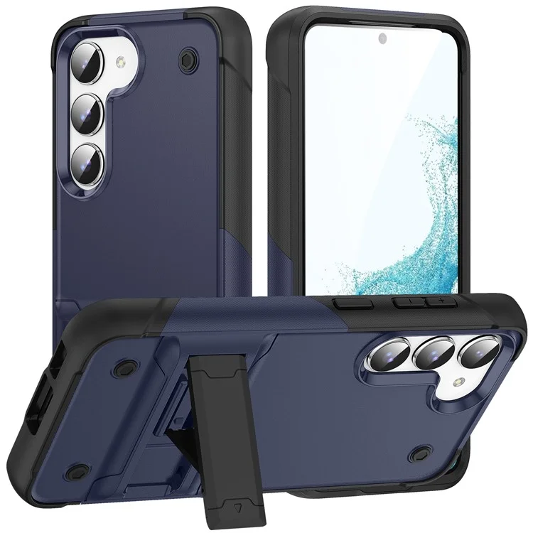 Funda para Smartphone para Samsung Galaxy S23+ , Cubierta de Teléfono a Prueba de Golpes de PC+TPU con Soporte - Azul / Negro