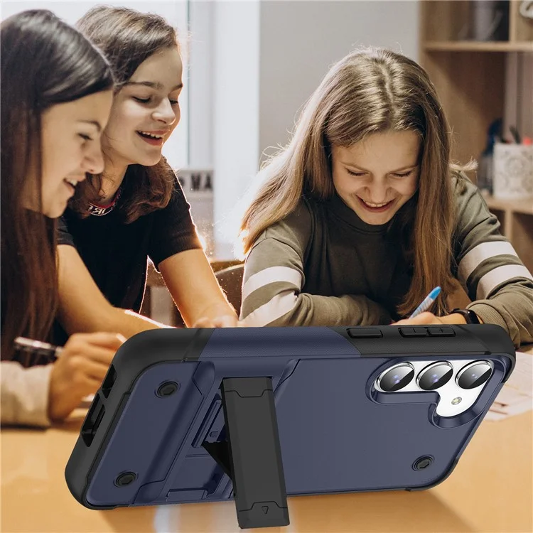 Funda para Smartphone para Samsung Galaxy S23+ , Cubierta de Teléfono a Prueba de Golpes de PC+TPU con Soporte - Azul / Negro