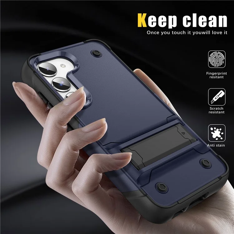 Funda para Smartphone para Samsung Galaxy S23+ , Cubierta de Teléfono a Prueba de Golpes de PC+TPU con Soporte - Azul / Negro